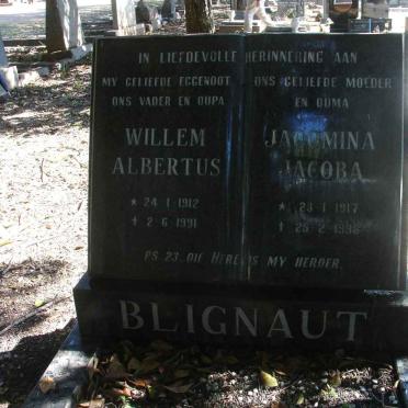 BLIGNAUT Willem Albertus 1912-1991 &amp; Jacomina Jacoba 1917-1996