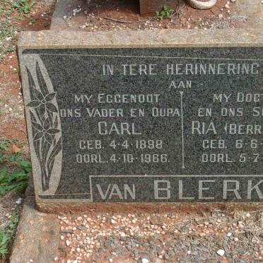 BLERK Carl, van 1898-1966 :: VAN BLERK Ria nee BERRINGTON 1940-1962