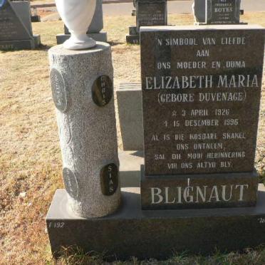 BLIGNAUT Elizabeth Maria nee DUVENHAGE 1926-1996