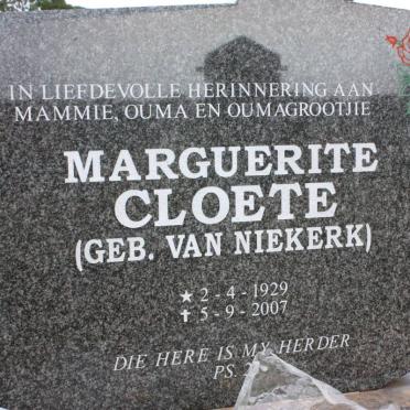 CLOETE Marguerite nee VAN NIEKERK 1929-2007