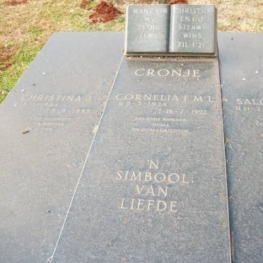 CRONJE Salomon I.W. 1913-1985 &amp; Cornelia F.M.L. 1924-1992 :: CRONJE Christina J. 1964-1985