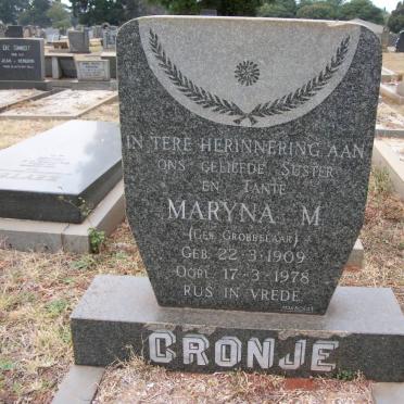 CRONJE Maryna M. nee GROBBELAAR 1909-1978