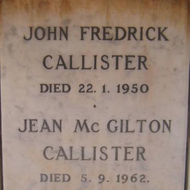 CALLISTER John Fredrick -1950 &amp; Jean Mc GILTON -1962