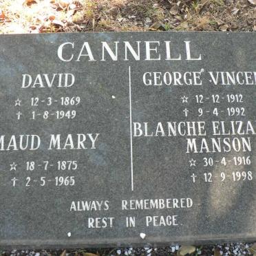 CANNELL David 1869-1949 &amp; Maud Mary 1875-1965 :: CANNELL George Vincent 1912-1992 &amp; Blanche Elizabeth Manson 1916-1998