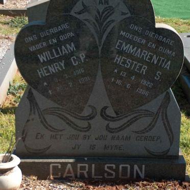 CARLSON William Henry C.P. 1916-1991 &amp; Emmarentia Hester S. 1922-1986