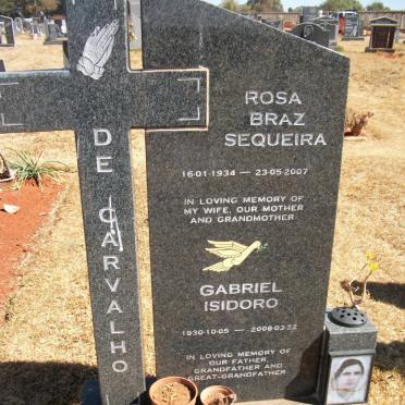 CARVALHO Gabriel Isidoro, de 1930-2008 &amp; Rosa Braz SEQUEIRA 1934-2007