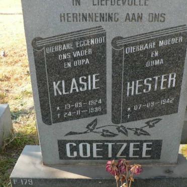 COETZEE Klasie 1924-1996 &amp; Hester 1942-