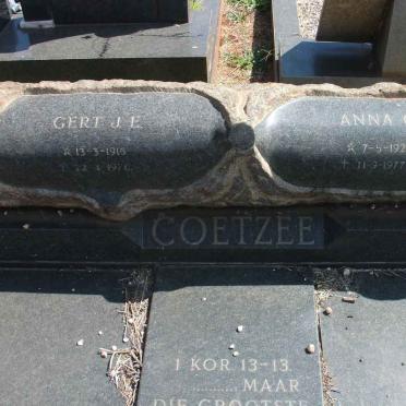 COETZEE Gert J.E. 1915-1976 &amp; Anna C. 1921-1977