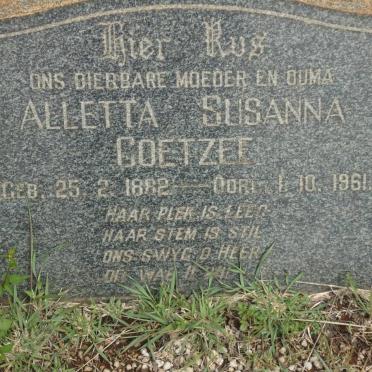 COETZEE Alletta Susanna 1882-1961