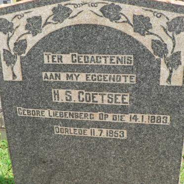 COETSEE H.S. nee LIEBENBERG 1883-1953