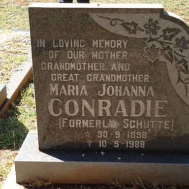 CONRADIE Maria Johanna formerly SCHUTTE 1898-1988