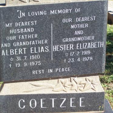 COETZEE Albert Elias 1910-1975 &amp; Hester Elizabeth 1919-1978