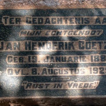 COETZEE Jan Hendrik 1886-1929 &amp; Salie 1889-1975