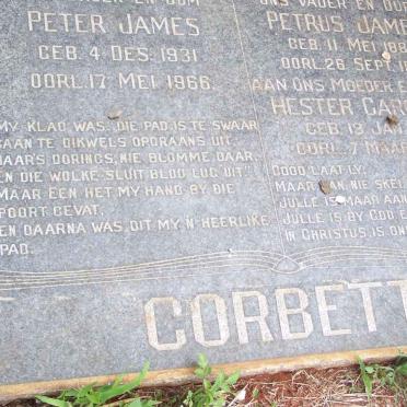 CORBETT Petrus James 1888-1960 &amp; Hester Carolina 1896-1983 :: CORBETT Peter James 1931-1966