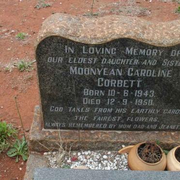 CORBETT Moonyean Caroline 1943-1950 :: CORBETT Wilhelmus Lodevicus -1973 :: CORBETT Maria Petronella 1922-2000