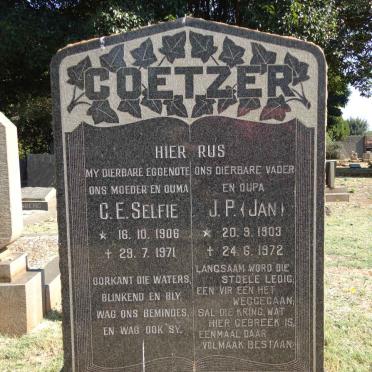 COETZER J.P 1903-1972 &amp; C.E. Selfie 1906-1971