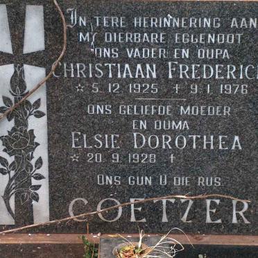 COETZER Christiaan Frederick 1925-1976 &amp; Elsie Dorothea 1928-