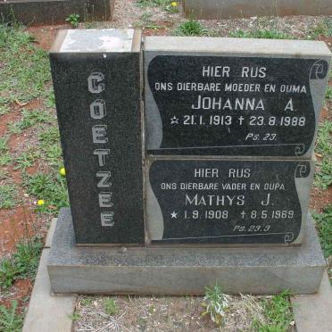 COETZEE Mathys J. 1908-1969 &amp; Johanna A. 1913-1988