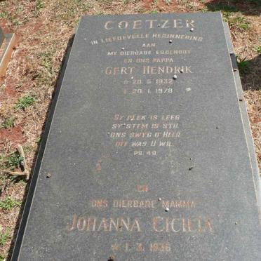 COETZER Gert Hendrik 1932-1978 &amp; Johanna Cicilia 1936-1986