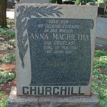 CHURCHILL Anna Magrietha nee DOUGLAS -1951