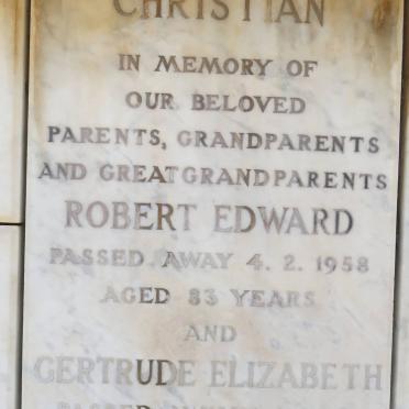 CHRISTIAN Robert Edward -1958 &amp; Gertrude Elizabeth -1961