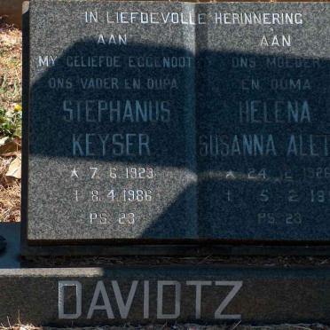 DAVIDTZ Stephanus Keyser 1923-1986 &amp; Helena Susanna Aletta 1926-1991