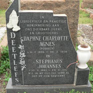 DEETLEFS Stephanus Johannes 1893-1982 &amp; Daphne Charlotte Agnes FOHREN 1896-1978