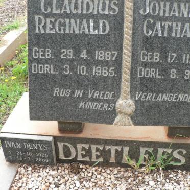 DEETLEFS Claudius Reginald 1887-1965 &amp; Johanna Catharina 1895-1975 :: Ivan Denys 1925-2000