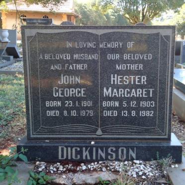 DICKINSON John George 1901-1979 &amp; Hester Margaret 1903-1982