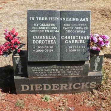 DIEDERICKS Christiaan Gabriel 1927-2009  &amp; Cornelia Dorothea 1935-2006