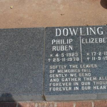 DOWLING Philip Reuben 1923-1978 &amp; Elizabeth 1921-1994