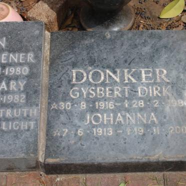 DONKER Gysbert Dirk 1916-1980 &amp; Johanna 1913-2004