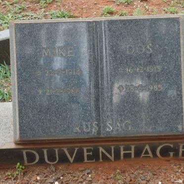 DUVENHAGE Mike 1914-1966 &amp; Dos 1913-1985