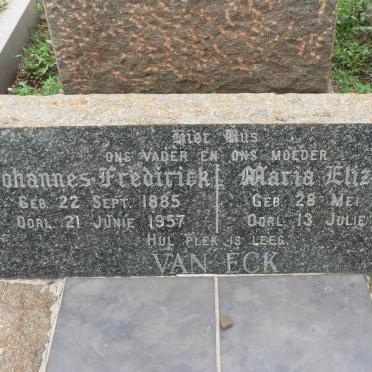 ECK Johannes Fredirick, van 1885-1957  &amp; Maria Elizabeth 1885-1975