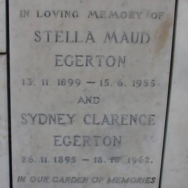 EGERTON Sydney Clarence 1895-1962 &amp; Stella Maud 1899-1955