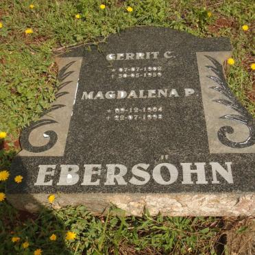 EBERSOHN Gerrit C. 1902-1959 &amp; Magdalena P. 1904-1998