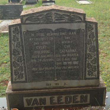 EEDEN Evert Phillipus 1870-1954 &amp; Eva Catharina VAN HEERDEN 1886-1982