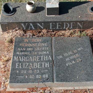 EEDEN Magaretha Elizabeth, van 1923-1988