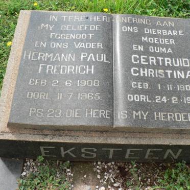 EKSTEEN Hermann Paul Fredrich 1908-1965 &amp; Gertruida Christina 1907-1989