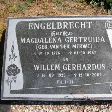 ENGELBRECHT Willem Gerhardus 1925-2009 &amp; Magdalena Gertruida VAN DER WALT 1926-1987