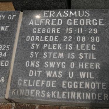 ERASMUS Alfred George 1929-1990