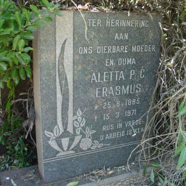 ERASMUS Aletta P.C. 1885-1971