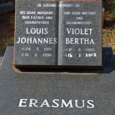 ERASMUS Louis Johannes 1912-1986 &amp; Violet Bertha 1920-2012
