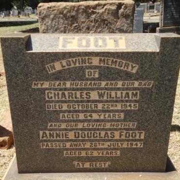 FOOT Charles William -1945 &amp; Annie Douglas -1947