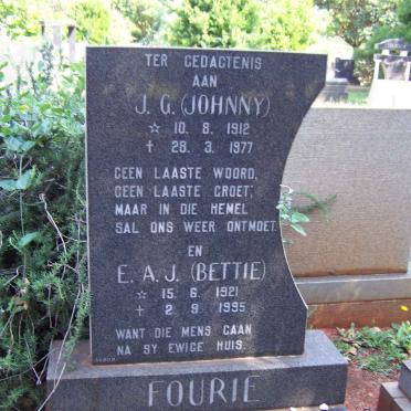 FOURIE J.G. 1912-1977 &amp; E.A.J. 1921-1995