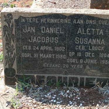 FOURIE Jan Daniel Jacobus 1902-1956 &amp; Aletta Susanna LOOCK 1904-1956