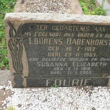 FOURIE Lourens Badenhorst 1913-1963 &amp; Susanna Elizabeth 1916-2003