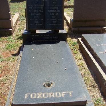 FOXCROFT Archibald Horace 1879-1966 &amp; Lavinia Catherine Sophia 1890-1980
