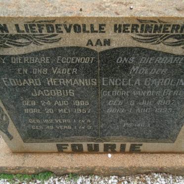 FOURIE Eduard Hermanus Jacobus 1905-1957 &amp; Engela Carolina VAN DER BERG 1907-1993