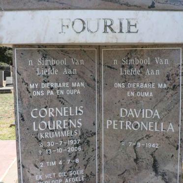 FOURIE Cornelis Lourens 1937-2006 &amp; Davida Petronella 1942-